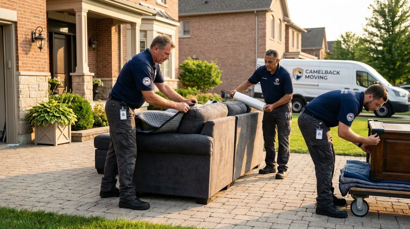 Large estate moving crew wrapping furniture in Linwood, NJ