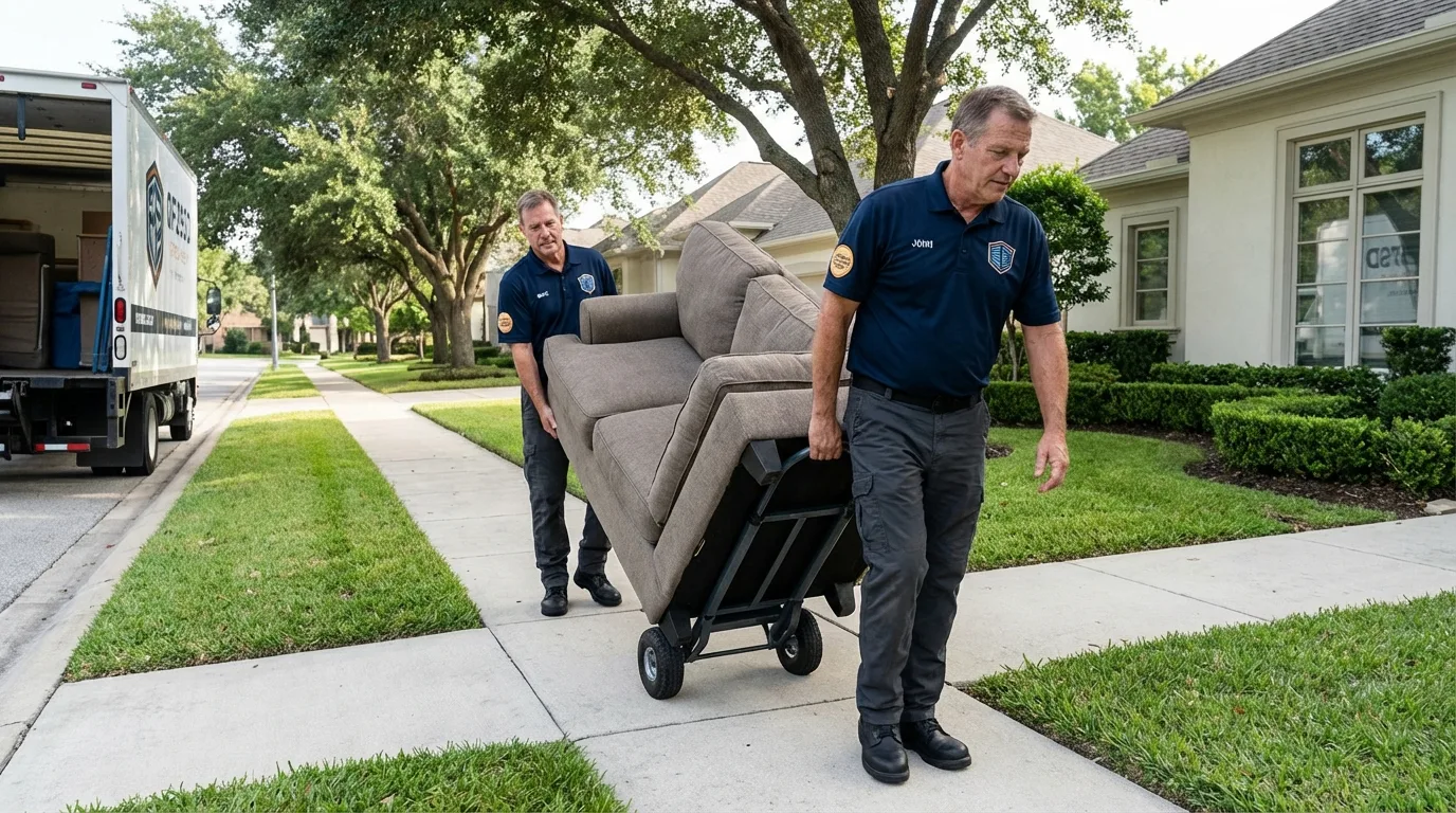 Local residential moving crew loading furniture in Linwood, NJ